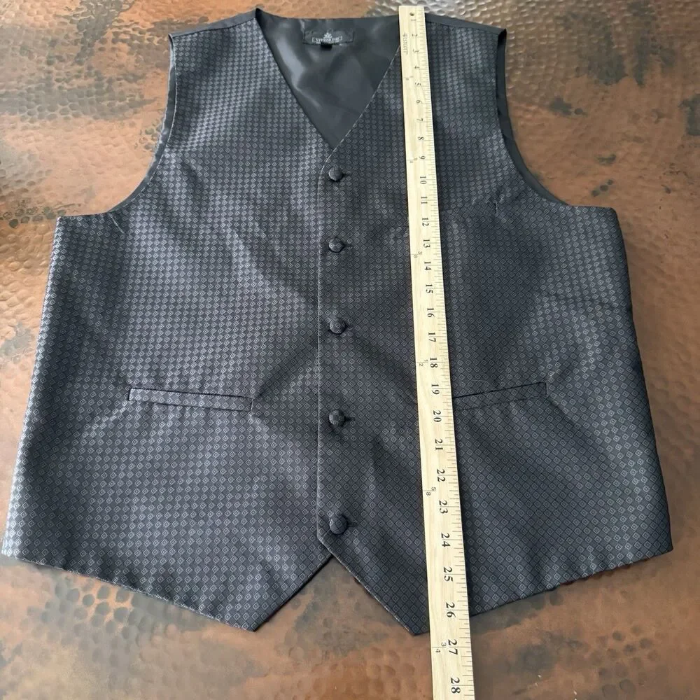 Vittorino Signature Collection Vest Mens M Gray Geometric Print 5 Button Formal